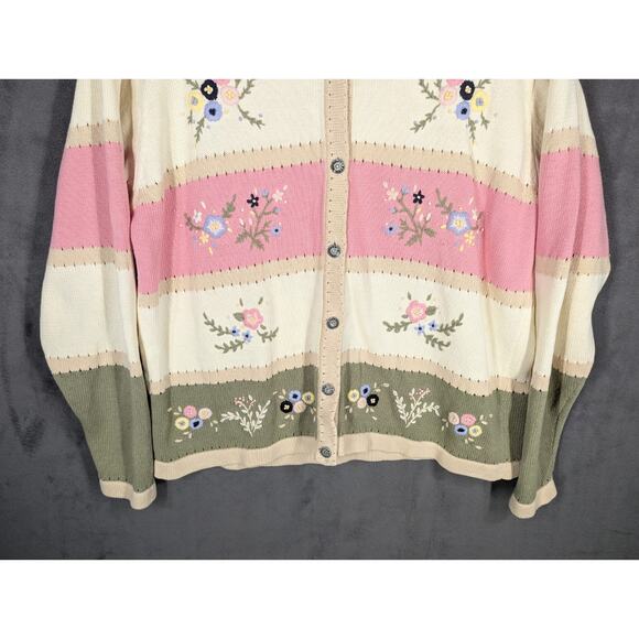 Northern Reflections Cardigan Womens Large Sweater Button Down Spring Floral - Picture 3 of 10